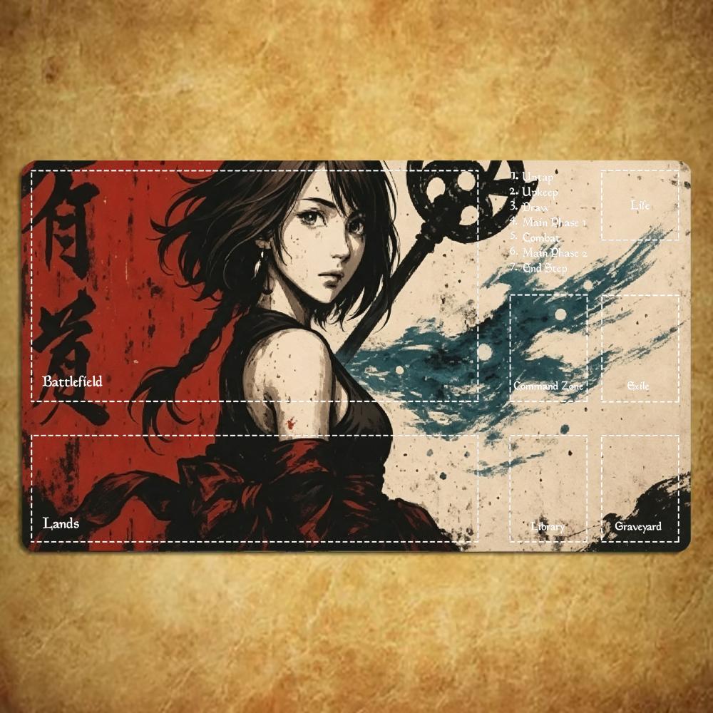 Desk Setup Trading - Vintage Ink Samurai AnimeGirl Large Extended