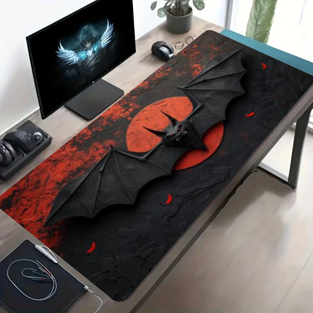 Dark Red Bat Pattern Large Gam - Desk Setup Laptop And Pc 评论和价格