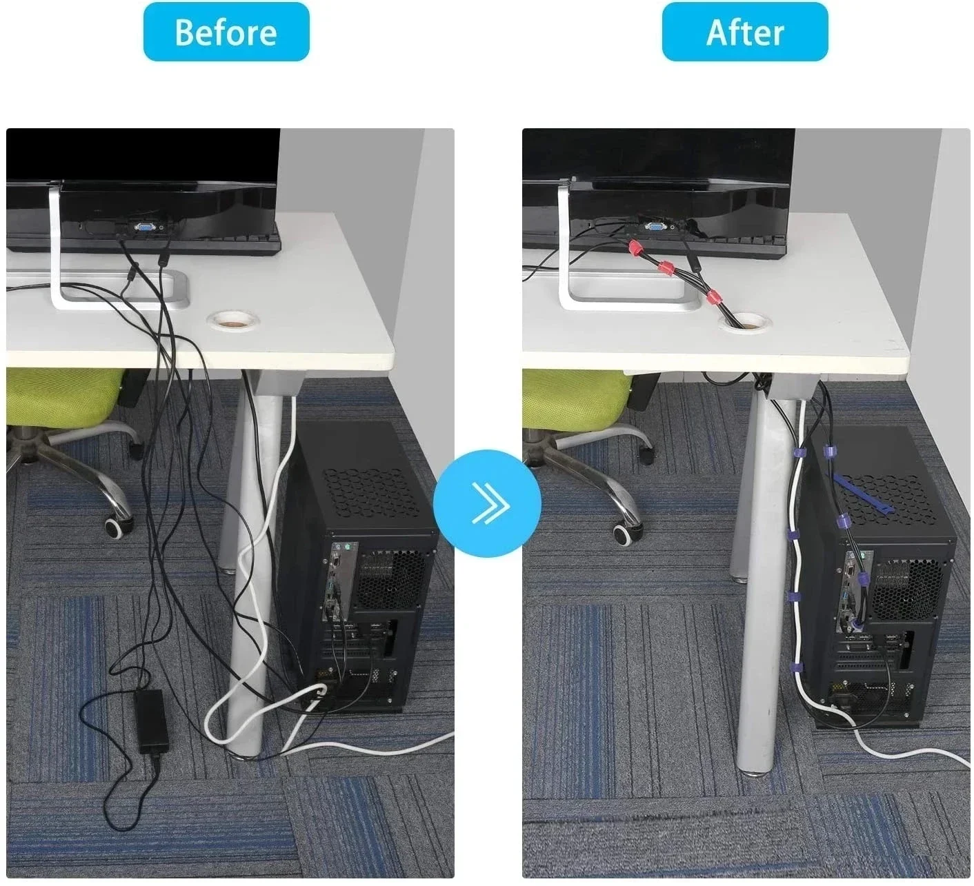 10/30/50PCS USB Cable Organize - Desk Setup Cable Management 评论和价格