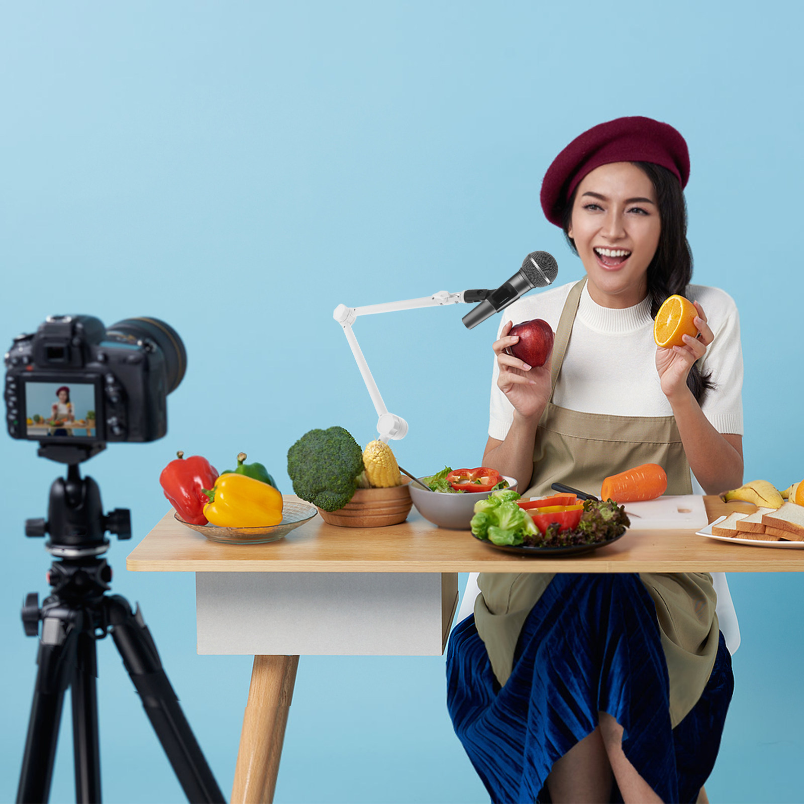 1Set Microphone Boom Arm White - Desk Setup With Mic 评论和价格