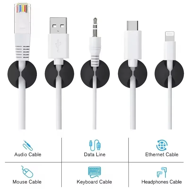 5/50Pcs Desktop Wall Cable Cli - Desk Setup Cable Management 评论和价格